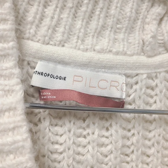 Anthropologie Pilcro Joyce Wool Blend Cable Knit Sweater in Cream Size S - Picture 4 of 7